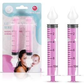 Baby - 2 Units Nasal Washing Syringe for Babies Silicone - Nasal Aspirator for Babies - Baby Nasal Cleaner - Nasal Decongestant Suction 10ml - Reusable (Pink, 10 ml)