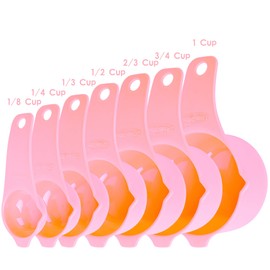 Smithcraft Measuring Cups and Spoons Set, Plastic Measuring Cup Set 15, Pink Dry Measure Cups Spoons, 7 Measuring Cups & 7 Spoons, Kitchen Measure Cup Spoons for Cooking & Baking