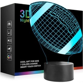 Wiscky Football 3D Night Light Lamps for Kids, Soccer 7 LED Color Changing Table Desk Lamps Lighting Cool Toys Gifts Birthday Xmas Decoration for Sports Fan