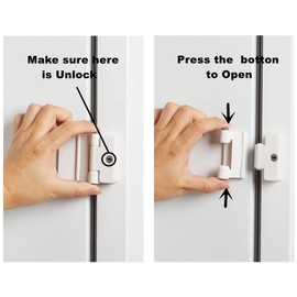 2 Pack Refrigerator Door Locks Double Button Adhesive Fridge Lock with Keys, File Drawer Lock, Child Proof Freezer Door Lock and Child Baby Safety Cabinet Locks