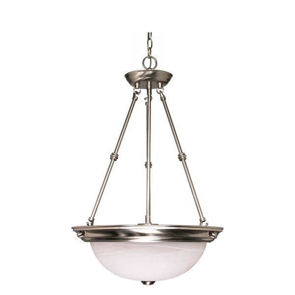 Nuvo 60/203 Three Light Pendant, 15 in, Brushed Nickel/Alabaster Glass