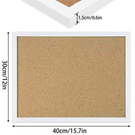 FEBSNOW Cork Board Bulletin Board 15.7 x 12 Inches with Rectangle White Frame Hanging Pin for Office Home Message Board or Vision Board Decoration