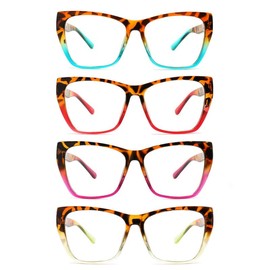 Yuluki 4 Pack Reading Glasses Blue Light Blocking for Women,Fashion Butterfly Frame Computer Readers with Spring Hinges,Anti Glare Eyestrain +2.5