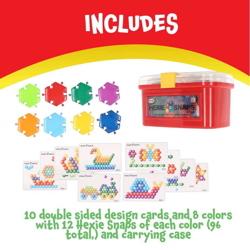 Hexie-Snaps Construction Toy Set with 92 Pieces and Carrying Case,