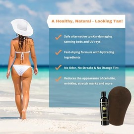 Tan Physics True Color Tanner 8 oz w/FREE Tanning Mitt and Exfoliation Gloves by Sans-Sun