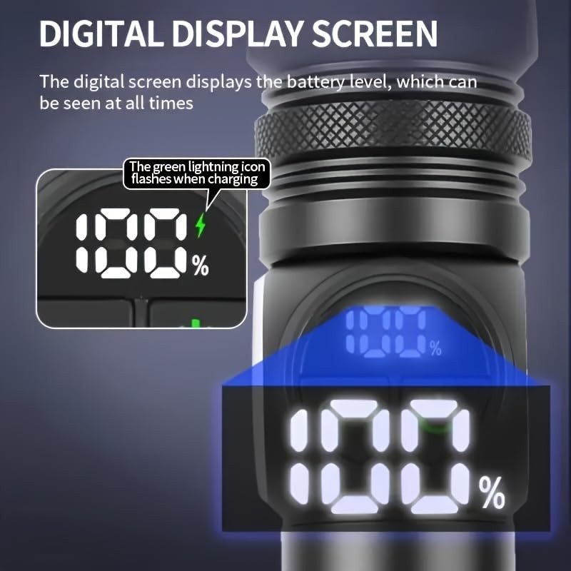 MC-ELIN 1PC Rechargeable Flashlights High Lumens 10000 Long Distance, Super