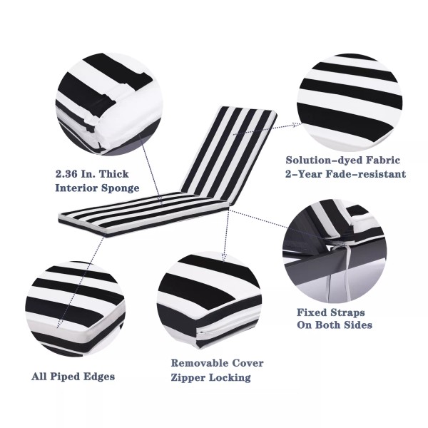 Unbranded 2PC Outdoor Lounge Chair Cushions Replacement Patio Seat Cushions