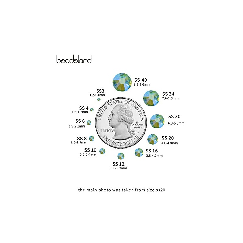 Beadsland 1440 Pieces Flat Back Crystal Rhinestones Round Gems,Peridot AB,SS20,4.6-4.8mm