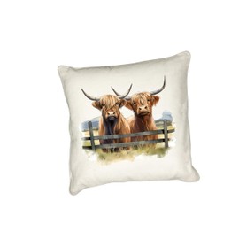 Anonymous Gifting Highland Cows in scarves printed cushion cover - perfect for Highland Cow lovers