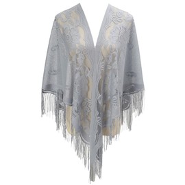 LMVERNA Ladiery Triangle Printed Pattern Shawls and Wraps with Fringe for Evening Dresses