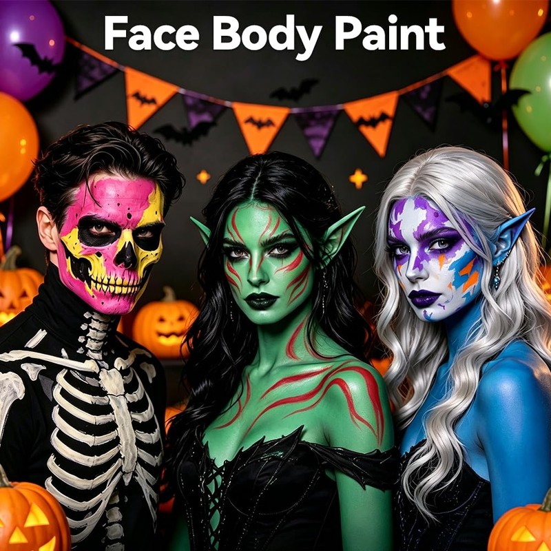 AOOWU Face Body Paint Cream, 3 Colours UV Make-Up Black