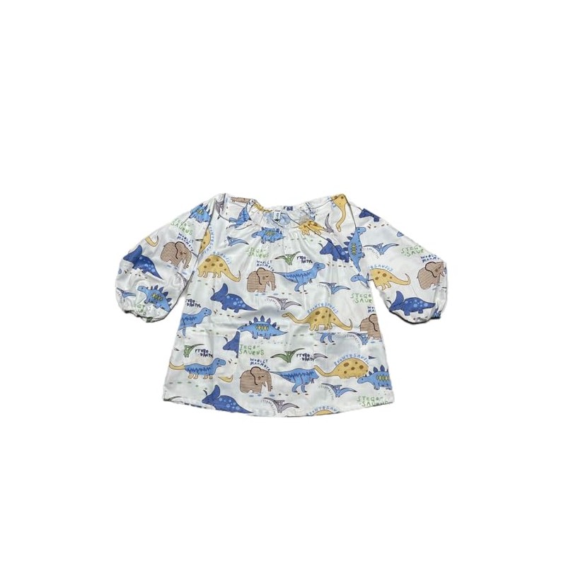 Miki Kids m-ap012 Children's Apron, Long Sleeve, Smock, For Meals,