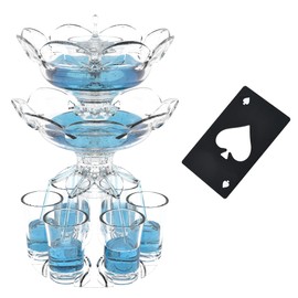 6 Shot Glass Dispenser and Holder Party Drink Shot Glass Holder Shots Dispenser Set Liquor Dispenser Drink Despenseror Cocktail Dispenser with Brush for Filling Liquids (Transparent)