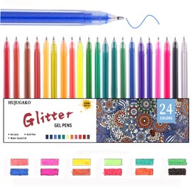 Gel Pens,Glitter Gel Pens Sets with 150% More Ink for Adults Coloring Books Black Paper Drawing Doodling Crafts Scrapbooks Bullet Journaling 24 Color