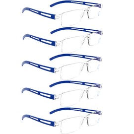 AQWANO Blue Light Blocking Computer Reading Glasses 5 Pack Clear Frame Rimless Readers Lightweight Comfortable Anti Glare Filter for Women Men, 2.0