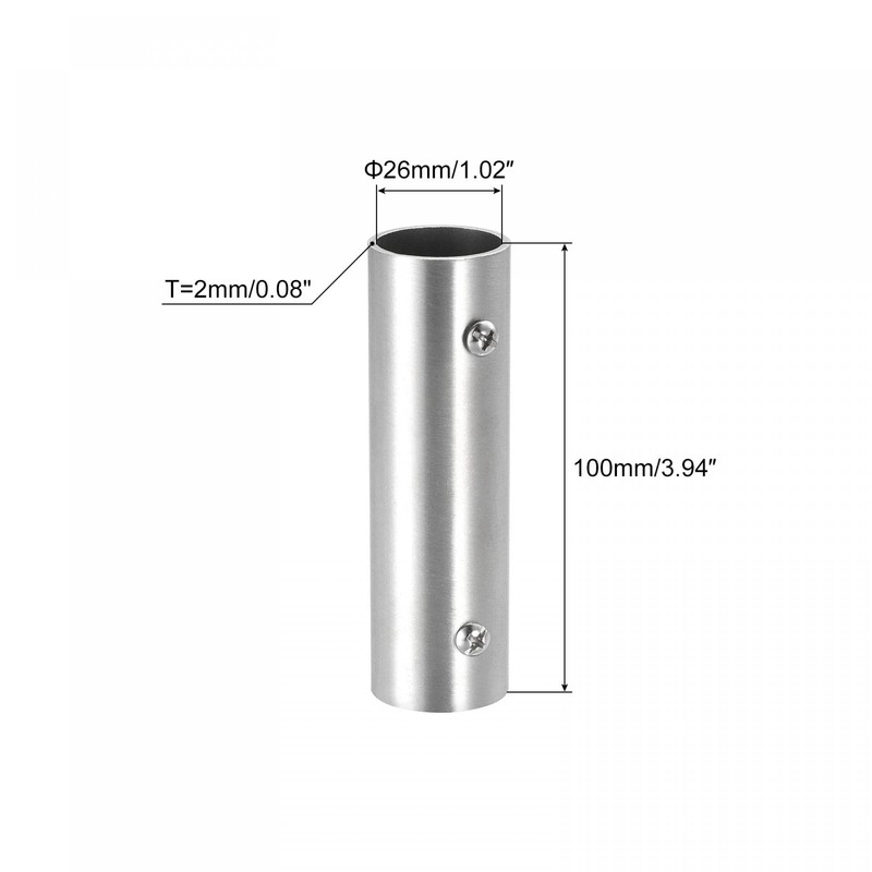uxcell Rail Pipe Fitting 2-Way 100mm Length 202 Stainless Steel