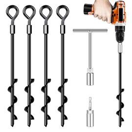 Ground Anchors Screw in, Heavy Duty Tent Stakes Trampoline Anchors 4Pack, Ground Anchors for Camping Tent, Canopies, Carports, Sheds, Swing Sets,14in Ground Anchors for High Winds