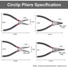 Emsmil 4-Piece 150 mm Snap Ring Pliers Set Curved Straight