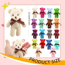 Rcanedny 18 Pcs 12cm Mini Plush Teddy Bear Toys Soft Small Tiny Plush Bear Stuffed Animal Bulk for DIY Keychain Birthday Wedding Valentine Christmas Party Gifts, 18 Colors