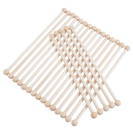 OLYCRAFT 20Pcs Wooden Dowel Rods 10x332mmm Unfinished Wood Stick with 2cm in Diameter Bilateral Rounded Ball Wooden Rod Natural Wood Round Rods for DIY Crafts Arts