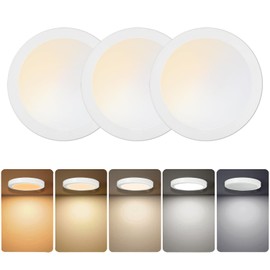 NOVELUX ETL Certified 7INCH Flush Mount LED Ceiling Light, Dimmable 5CCT Surface Mount Ceiling Light,15W 1200LM Flush Mount Led Light Fixture for Bathroom, Kitchen, Hallway, Closet-3Pack