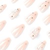 24pcs Medium Almond False Nails - Nude Rhinestone Butterfly &