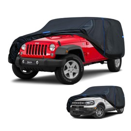 Kayme SUV Car Cover Custom Fit for Jeep Wrangler 4 Dr/Unlimited 4 Door JK JL, Waterproof All-Weather Full Exterior Cover Rain Sun Snow Protector with Door Zipper and Towel.