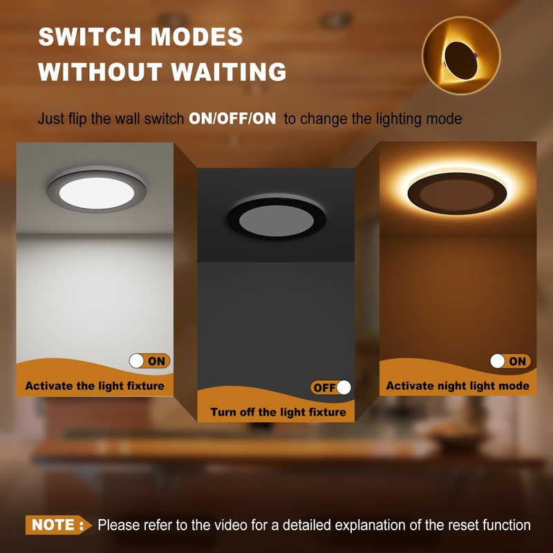 VOLISUN 12 Pack 6 Inch Black Recessed Light with Night