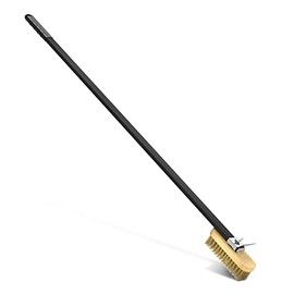 G.a HOMEFAVOR Pizza Oven Brush with Scraper, 46.5 inch Long Handle (Detachable), Brass Bristles Pizza Brush for Pizza Oven