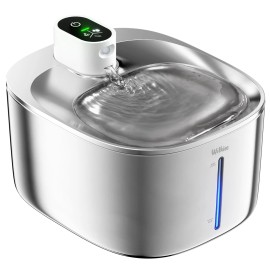 WILKIEE Stainless Steel Cat Water Fountain, 138oz/4.1L Wireless Cat Fountain, Battery...