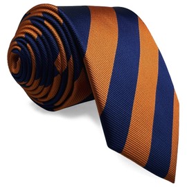 S&W SHLAX&WING Tie Sets for Men Necktie and Pocket Square Blue and Orange Stripe Extra Long Size 63"
