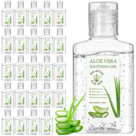 Dansib 24 Pcs Mini Aloe Vera Gel 1oz Soothing Moisture Aloe Gel Travel Size Aloe Vera Gel Moisturizing Face Skin Aloe Vera Gel Bulk for Thank You Gifts Summer Beach Wedding Party Supplies (Aloe Vera)