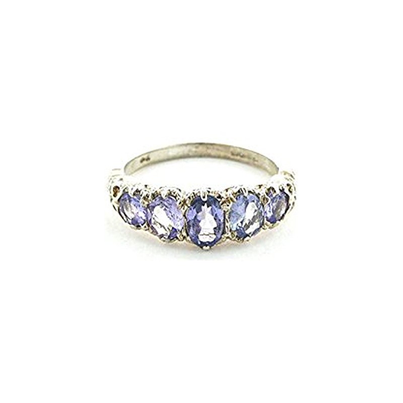 Sterling Silver Ladies Tanzanite 5 Stone Ring - Size S