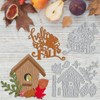 Autumn Fall House Cutting Dies, Squirrel Leaf Birds Flower Leaves