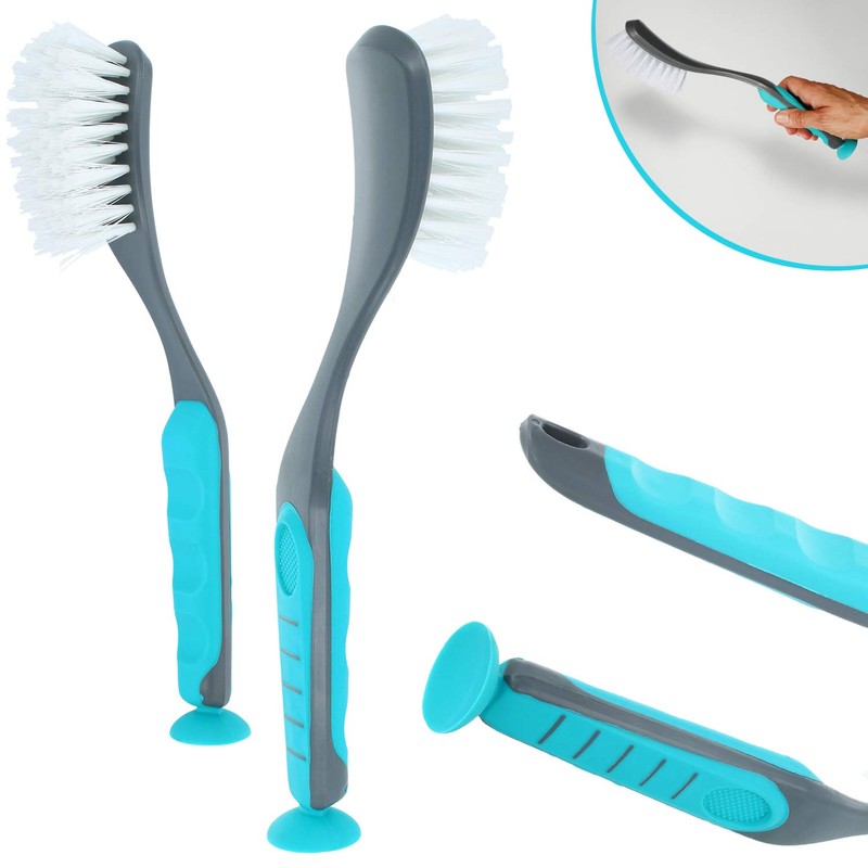 com-four® 3-Piece Washing Up Brushes and Scrubbing Brush Set -