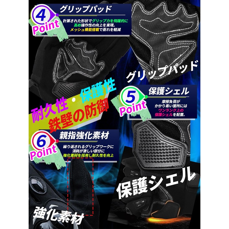 [nda-style] Motorcycle Gloves, Gloves with Wrist Strap, Protector, Knuckle Guard,
