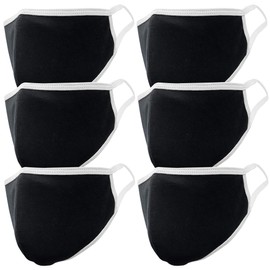 Strongrr Face Mask Premium Black White Seam Reusable Washable Cotton Mask (Pack of 6)