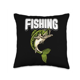 Angler, Fischer, Angel Fish Fish Outifts And Gifts Angel, Angler Fisherman Outfit Bass Fishing Throw Pillow, 16x16, Multicolor