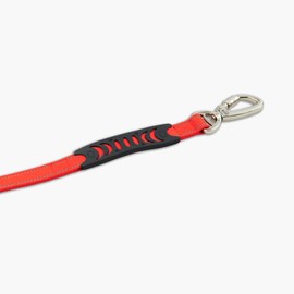 DF Co. Bungee Dog Leash | Strain Free & Shock Resistant for Control | Neoprene Padded Handle, Heavy-Duty Carabiner Clip, and D-Ring | Red, Size Small