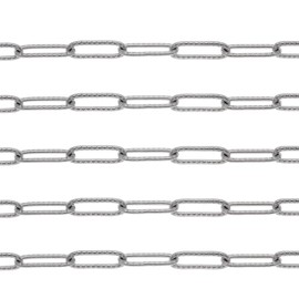 GraceAngie 20 Feet Stainless Steel Paperclip Chain 4x12mm Link Chain Bulk for Jewelry Making (Silver)