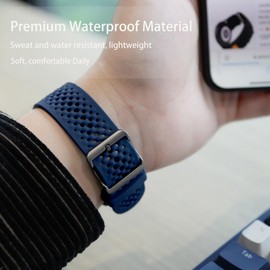 Lamshaw Compatible with OUKITEL Smart Watch Bands, 22mm Silicone band with Metal Buckle Compatible with OUKITEL BT10, BT20, BT80, BT101, BT103 Smart Watch (2 Pack-Black+Blue, 22mm size band)