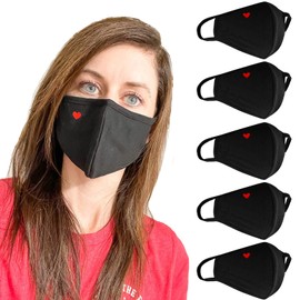 Paquete de 5 protectores faciales de corazón con alambre para puente nasal, transpirable, ajustable, reutilizable y lavable, protector bucal unisex a prueba de polvo para mujeres y hombres actividades al aire libre