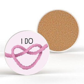I Do Tying The Knot Love Heart Style Sweet Heart Circle Ceramic Round Coaster