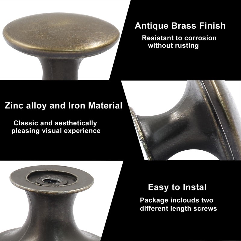 Zorveiio 8 Pcs Round Antique Cabinet Knobs 1.18" Diameter Bronze