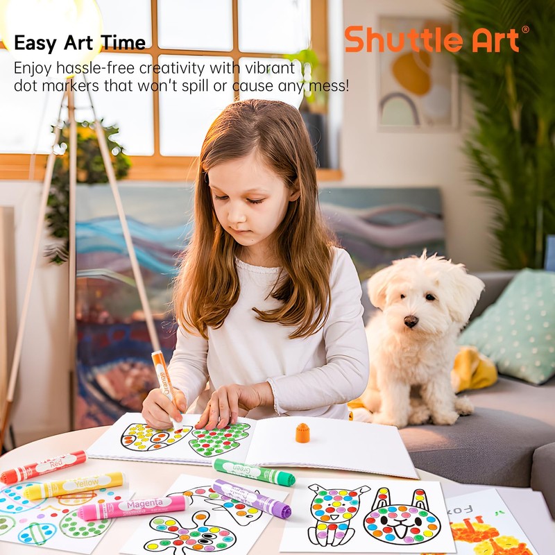 Shuttle Art Dot Markers, 10 Colors Washable Markers for Toddlers,Bingo