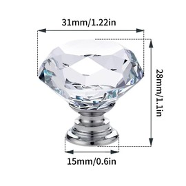 Clear Crystal Drawer Knobs, Diamond-Shaped Acrylic Cabinet Knobs Pulls for Kitchen Dresser Drawer and Cupboard 5 PCS