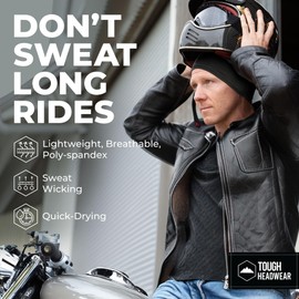 Tough Headwear Tough Headwear Skull Cap Liners - Motorcycle and Bike Helmet or Hard Hat Cooling Liner - Mens and Womens No Sweat Head Caps - Cool Running Beanie for Men or Women - Black