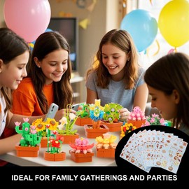 BIZNESMEN 1403 PCS 3.6MM Mini Pellet Succulent Flower Building Blocks Set, 12 Beautiful Flower Plant Pots, Ideal for Parties, Birthday Gifts, Family Gatherings for Girls and Boys Ages 10 and up.