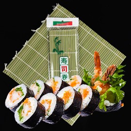nanaxagly 1 Pack Bamboo Sushi Rolling Mat, 9.5" x 9.5", 100% Bamboo Mats