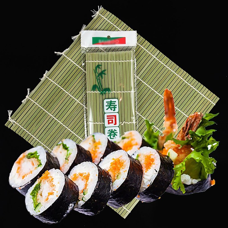 nanaxagly 1 Pack Bamboo Sushi Rolling Mat, 9.5" x 9.5",